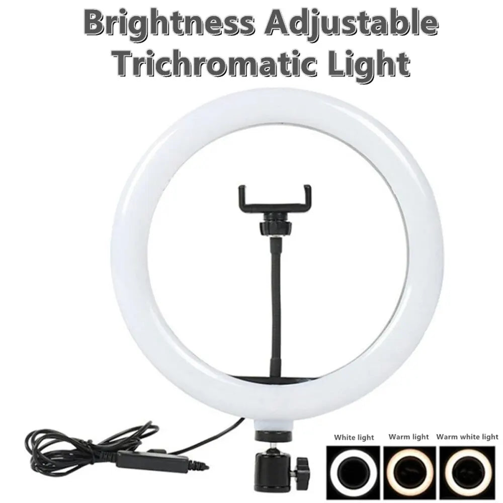 "Capture Perfect Selfies with our 10-Inch Selfie Ring Light - The Ultimate LED Ring Lamp for Stunning Photos and Live Broadcasts!"