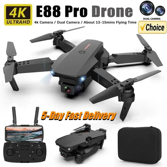 "Experience Aerial Photography Like Never Before with the New E88Pro RC Drone - 4K Professional Camera, Foldable Design, and WiFi FPV for Captivating Shots!"